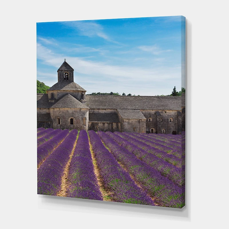 Designart - Lavender Field With Abbey In France