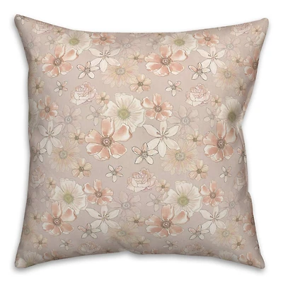Watercolor Florals Throw Pillow
