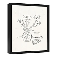 Floral Sketched Still II 16" x 20" Black Framed Canvas