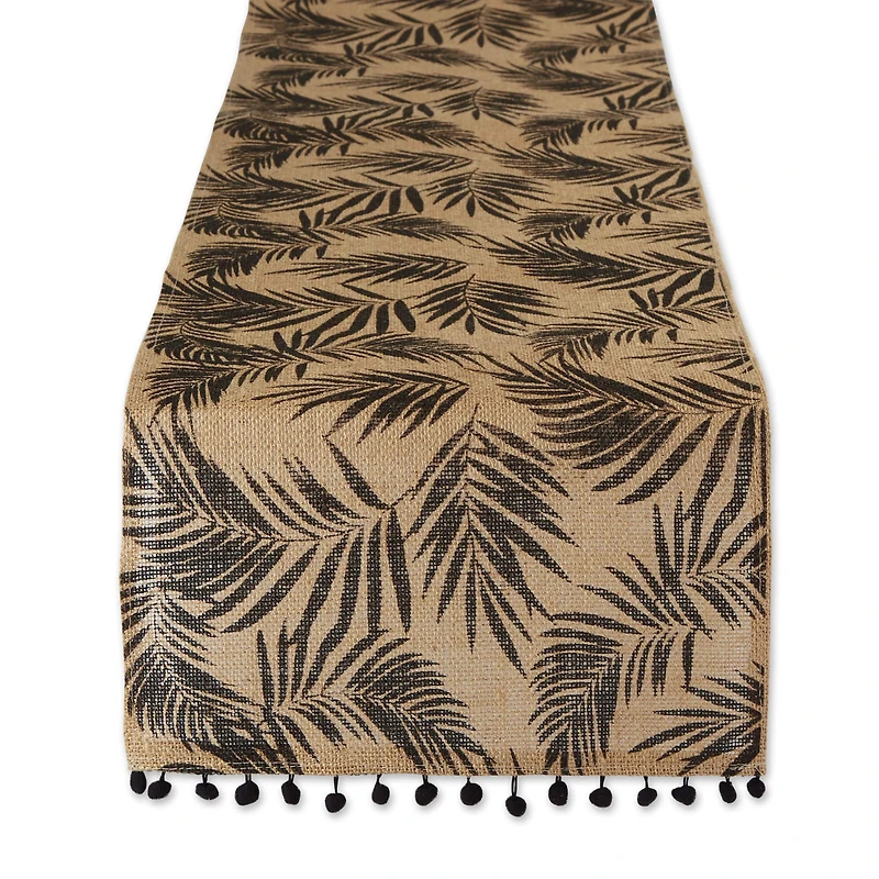DII® Black Fern Print On Natural Jute Table Runner 14x72