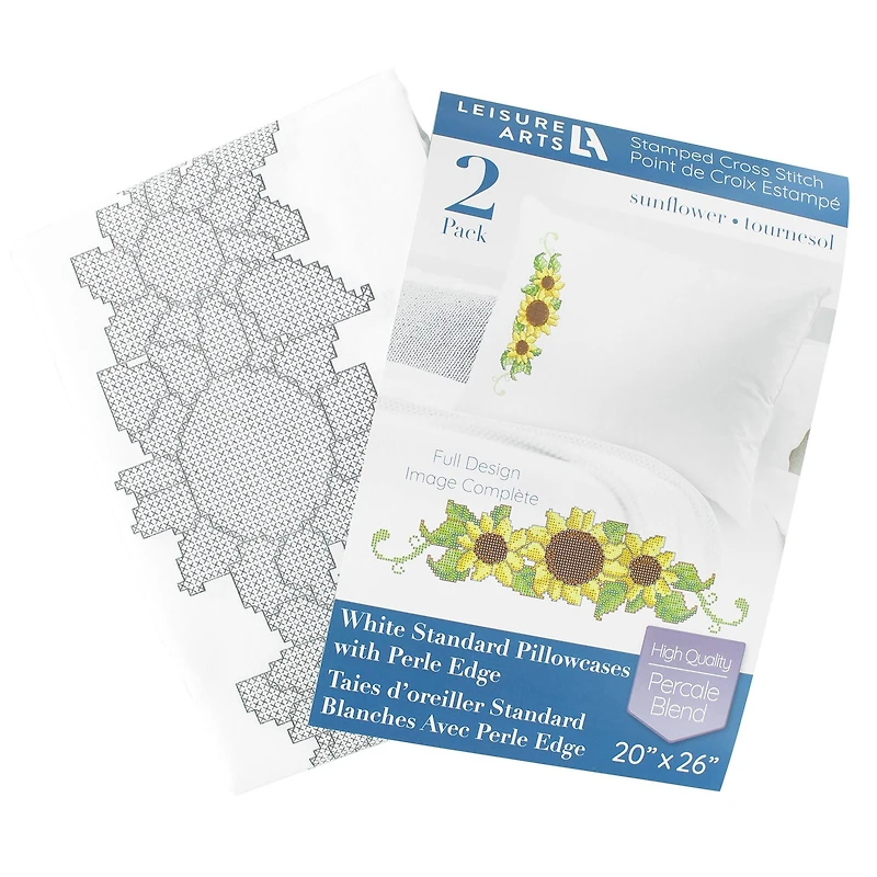 Leisure Arts® Sunflower Pillowcase Stamped Cross Stitch Kit