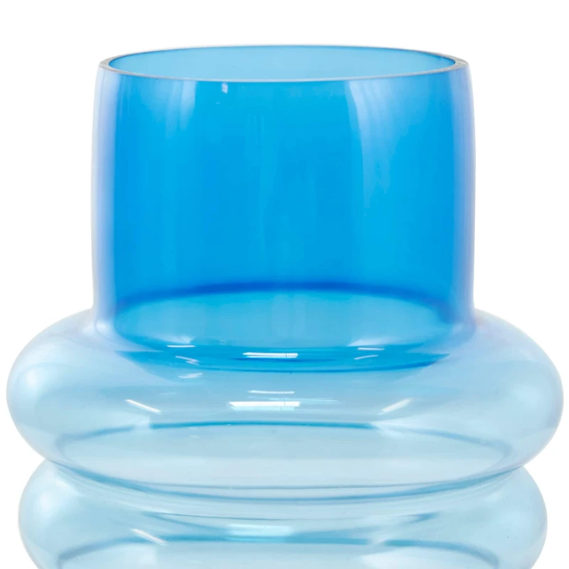 Blue Ombre Bubble Ribbed Glass Vase Set