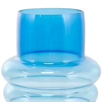 Blue Ombre Bubble Ribbed Glass Vase Set