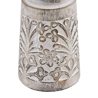 Brown Mango Wood Natural Candle Holder Set