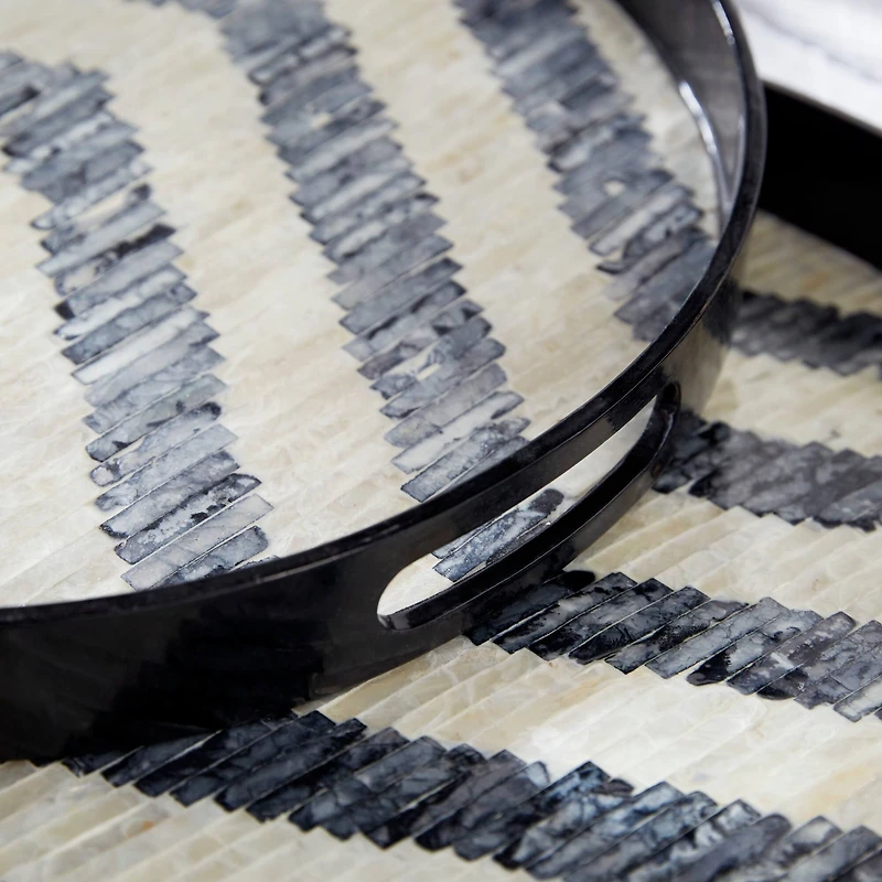 Black Mother of Pearl Modern Tray Set