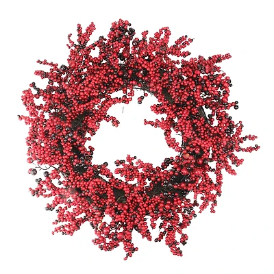 22" Red & Brown Berry Christmas Wreath