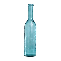 30" Teal Recycled Glass Tall Spanish Bottleneck Vase