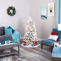 5ft. Pre-Lit Flocked Montana Down Swept Spruce Artificial Christmas Tree with Clear LED Lights