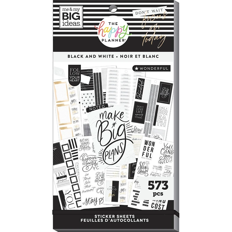 The Happy Planner® Black & White Value Pack Stickers