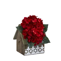 10" Hydrangea Arrangement in Hanging Floral Design House Planter