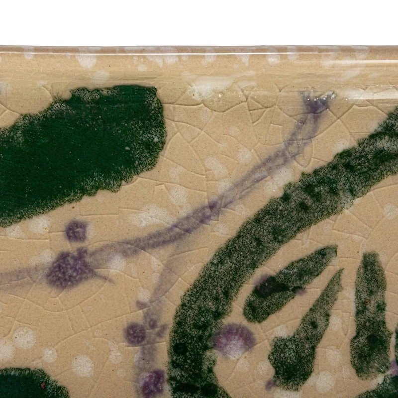 Hello Honey® 11.75" Green & Cream Abstract Design Ceramic Serving Plate