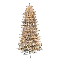9ft. Pre-Lit Slim Flocked Fraser Fir Artificial Christmas Tree, Clear Lights