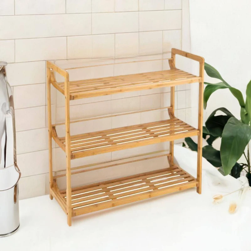 Organize It All Bamboo Double Wide 3-Tier Shelf 