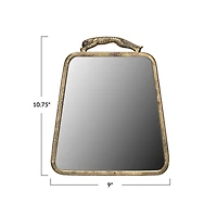 Hello Honey® 10" Gold Antique Metal Wall Mirror with Leopard Handle