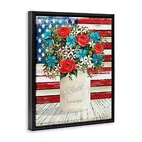 Stupell Industries Americana Flag Festive Bouquet Floater Framed Art