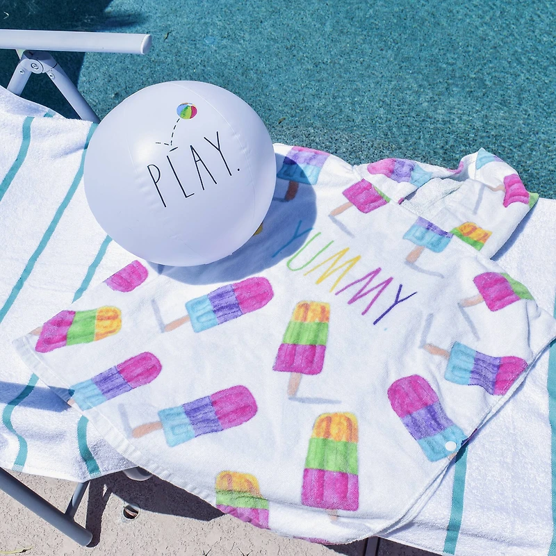Rae Dunn Yummy Popsicle Kids Hooded Towel & Beach Ball Set