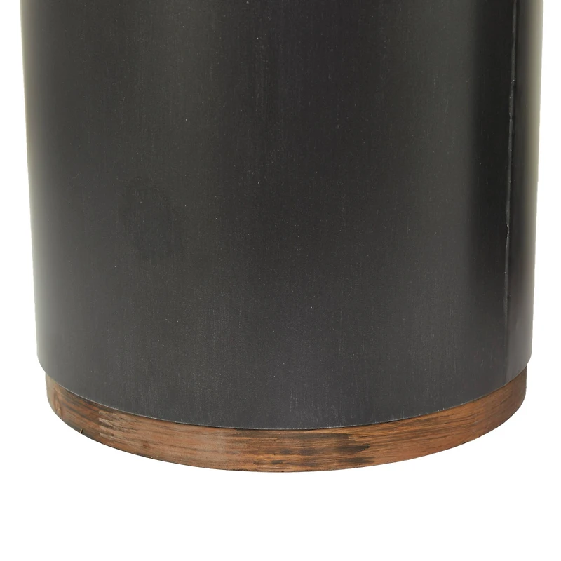 Black Metal Accent Table with Brown Wood Top Set of 2 21", 19"