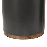 Black Metal Accent Table with Brown Wood Top Set of 2 21", 19"