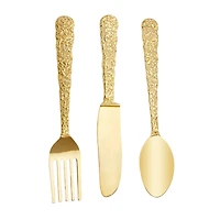 Set of 3 Gold Aluminum Glam Wall Decor, 5" x 33"