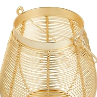 Gold Iron Glam Lantern, 9" x 7" x 7"