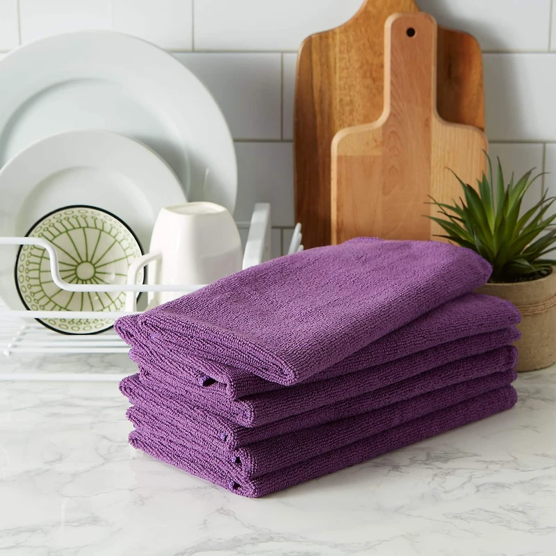 DII® Eggplant Essential Microfiber Dishtowels, 6ct.