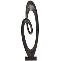 52" Aluminum Swirl Abstract Sculpture with Black Base