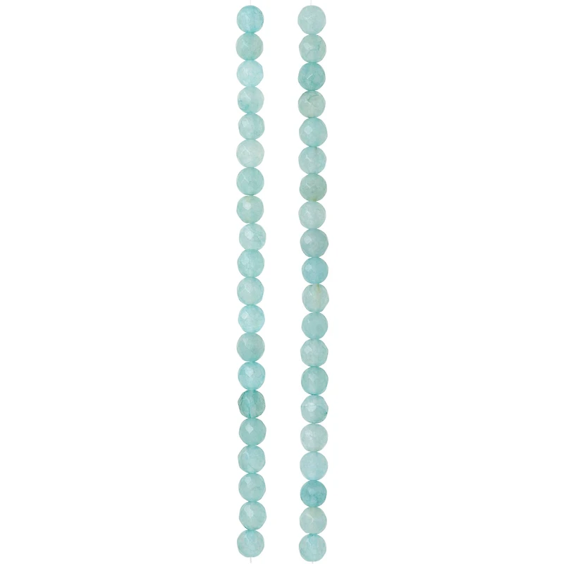 12 Pack:  Aqua Faceted Quartzite Round Beads, 6mm by Bead Landing™
