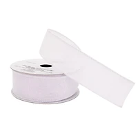 1.5" x 20ft. White Wired Faux Linen Ribbon by Celebrate It™