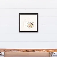 Romantic Floral Letter 12" x 12" Black Framed Canvas