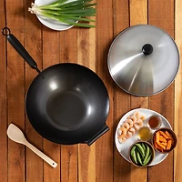 Joyce Chen 14" Carbon Steel Nonstick Wok Set with Lid and Bakelite Handles