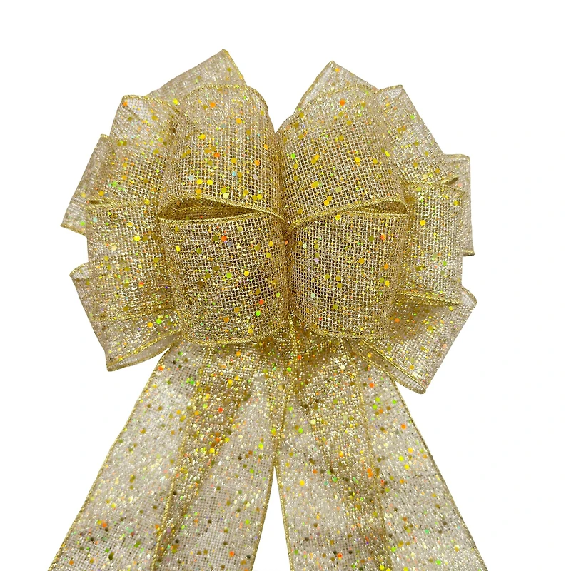 20.5" Gold Glitter Mesh Tree Bow by Celebrate It®