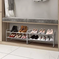 NEX™ Oumilen Silver 2-Tier Stackable Shoe Rack