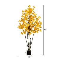 6ft. Orange Autumn Oyama Magnolia Artificial Potted Tree