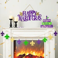 Glitzhome® 6ft Mardi Gras Metal Fleur-de-Lis Garland