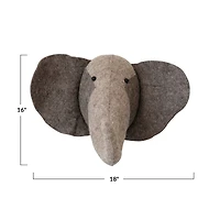 Hello Honey® 16" Gray Handmade Wool Felt Elephant Head Wall Hanging