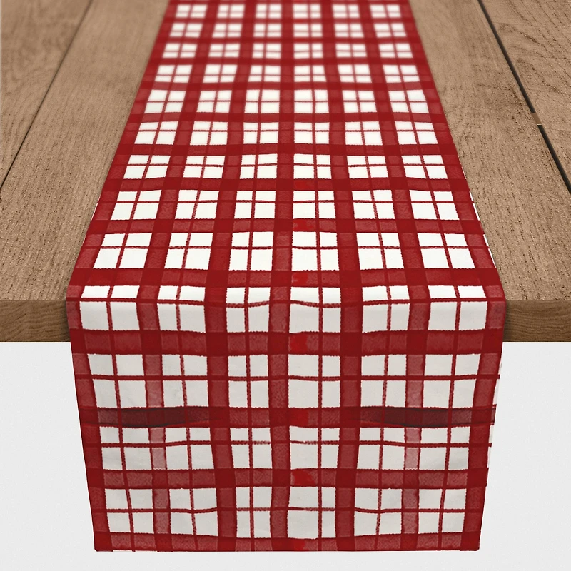 Red & White Plaid Indoor/Outdoor Table Runner