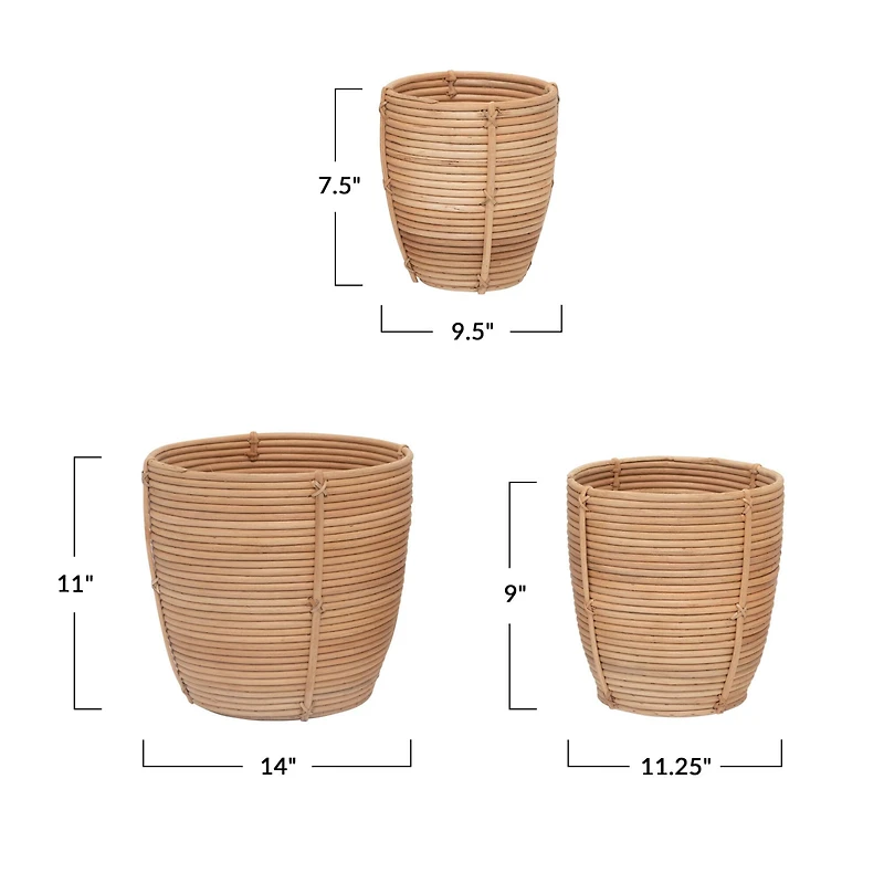Hello Honey® Hand Woven Rattan Basket Set