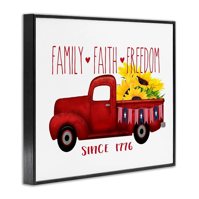 Stupell Industries Family Faith Freedom Americana Floral Country Truck Framed Giclee Art
