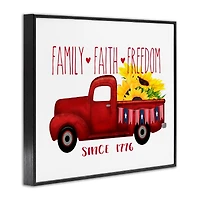 Stupell Industries Family Faith Freedom Americana Floral Country Truck Framed Giclee Art