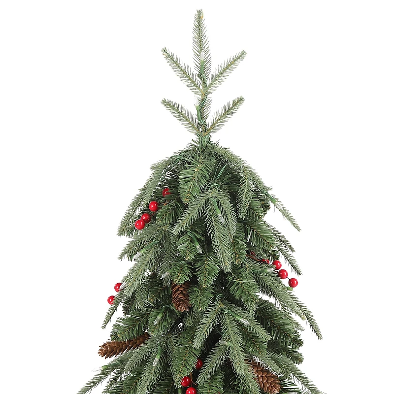 Glitzhome® 4ft Pre-lit Green Artificial Christmas Porch Tree, Warm White Lights