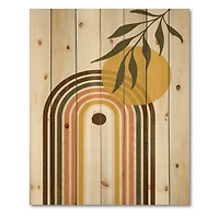 Designart - Abstract Yellow Sun With Retro Rainbow