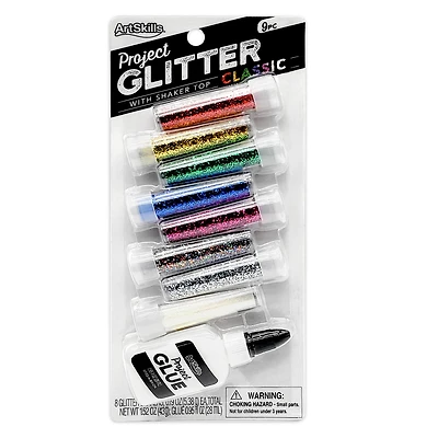 ArtSkills® 8 Color Classic Glitter Shakers with Glue Bottle