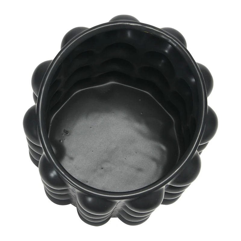 Hello Honey® 9" Black Stoneware Planter with Raised Dots