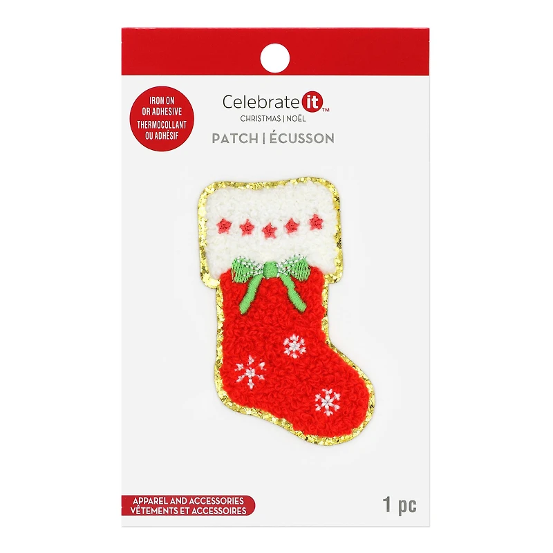Red Stocking Iron-On & Adhesive Patch by Celebrate It™