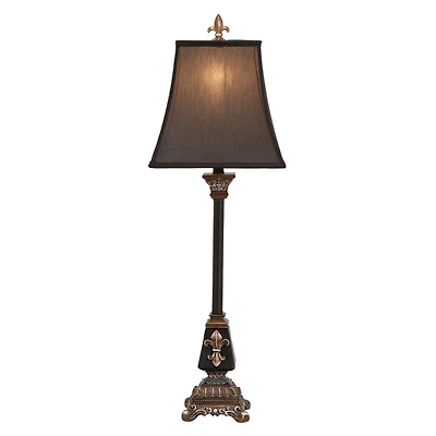 34.5" Tuscan Black Polystone Fleur-De-Lis Buffet Lamp