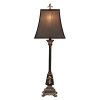 34.5" Tuscan Black Polystone Fleur-De-Lis Buffet Lamp