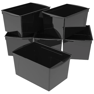 Storex Wide Book Bin Black, Set of 6