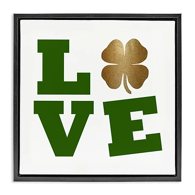 Stupell Industries St Patrick's Day Clover Love Floater Framed Art