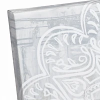 White Textured Medallion IV 16" x 16" Canvas Wall Art