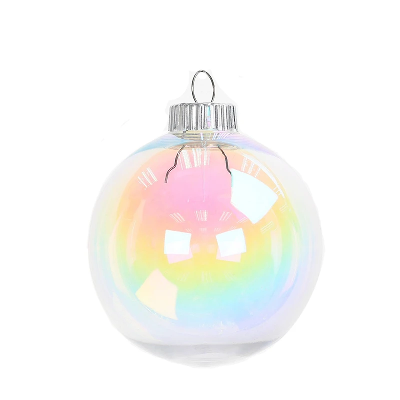 4 Pack 4" Iridescent Clear DIY Plastic Ball Ornaments by Make Market®
